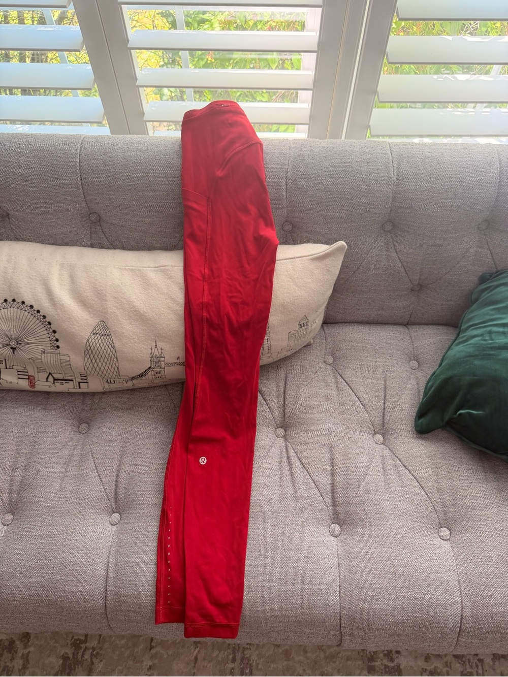 Red Athletic Leggings with Subtle Logo